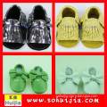 Offer OEM service wholesale price sweet color bow shoes and tassels sandals cow leather top selling baby moccasins